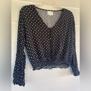 ⭐️ Anthropologie Lost + Wander Women's Smocked Sleeve Crop Top GUC sz L